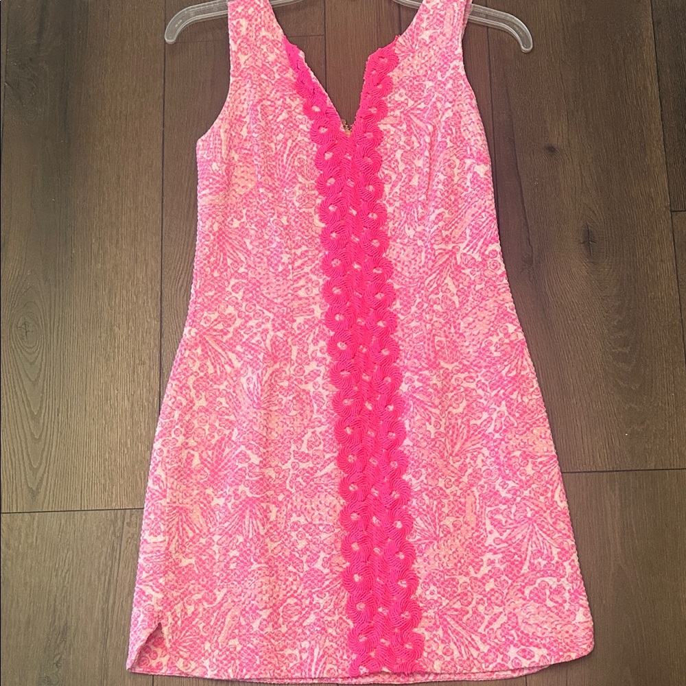 Lilly Pulitzer Vibrant Pink Floral Sleeveless Mini Dress size 2
